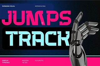 Jumps Track Futuristic Font未来科幻人工智能机甲科技品牌海报设计装饰英文字体