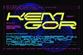 NCL Kemgor Cyberpunk Futuristic Tech Font未来科幻赛博朋克机甲Y2K电竞游戏海报设计装饰英文字体