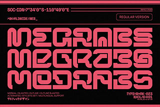 NCL Megrabs Regular Modern Bold Futuristic Font未来科幻潮流赛博朋克机甲机能电竞游戏海报设计英文字体