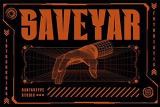 Saveyar A Futuristic Font未来科幻人工智能可视化科技商业品牌广告文具徽标邀请函设计设计无衬线英文字体
