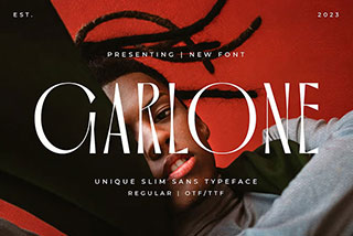 Garlone Unique Slim Sans Typeface现代简约品牌海报包装设计无衬线英文字体