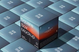 7款高级质感正方体化妆品产品包装纸盒设计PSD样机模板素材 Square Box Mockup Set v.1