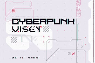 未来HUD赛博朋克科技海报游戏界面元素UI图形设计素材 CyberPunk UI Set