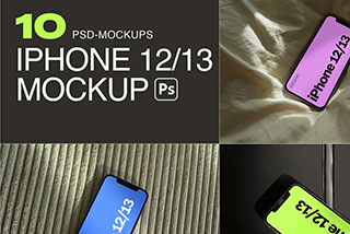 10款苹果iPhone 12/13样机展示PSD模板 iPhone 12/13 Mockup Bundle / W01