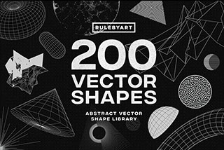 200个抽象矢量形状图形设计素材包 RuleByArt – 200 Vector Shapess