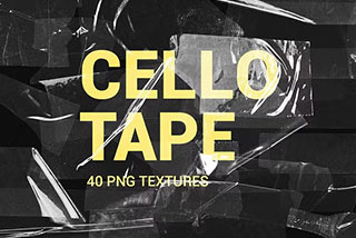 40款5K高清潮流褶皱透明塑料胶带纹理PNG免抠素材 Plastic Cello Tape Textures