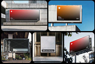 5款城市街头广告牌海报招贴设计展示样机PSD模板 Billboard Advertising Mockups Vol. 1