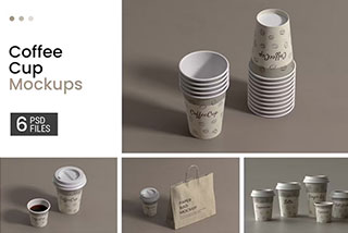 6款咖啡奶茶果汁纸杯设计效果图样机模板 Coffee Cup Mockups
