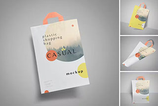 商场购物塑料袋手提袋设计效果图PS样机模板 Plastic Bag Mockup