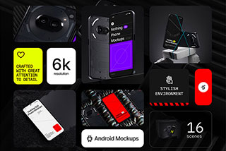 16款暗黑工业风安卓手机APP界面设计作品集样机展示模板PSD素材 N-Mockups: Nothing Phone (2a)