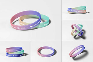 6款时尚运动硅胶手环腕带设计展示样机模板 Silicone-Band-Mockup