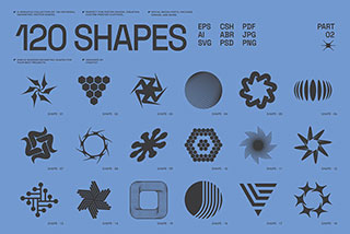 120款未来科技抽象几何形状AI矢量LOGO几何图形设计素材 120 Abstract Geometric Shapes. Part2